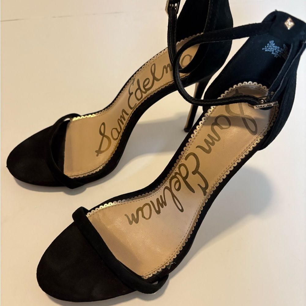 Sam Edelman Nadya Chic Black Suede Ankle Strap Heels 9.5 - Picture 2 of 8